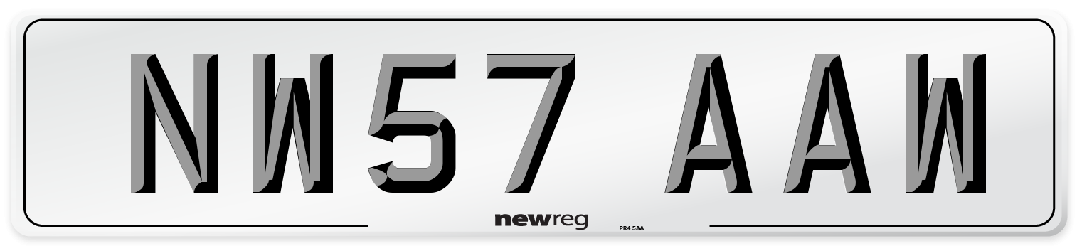 NW57 AAW Number Plate from New Reg